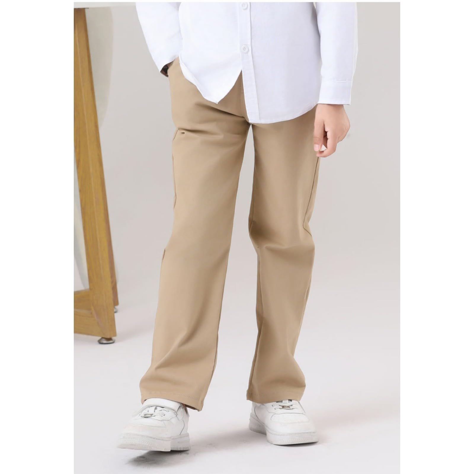 WINWUQB - Pantaloni da scuola per ragazzi, gamba dritta, pantaloni chino