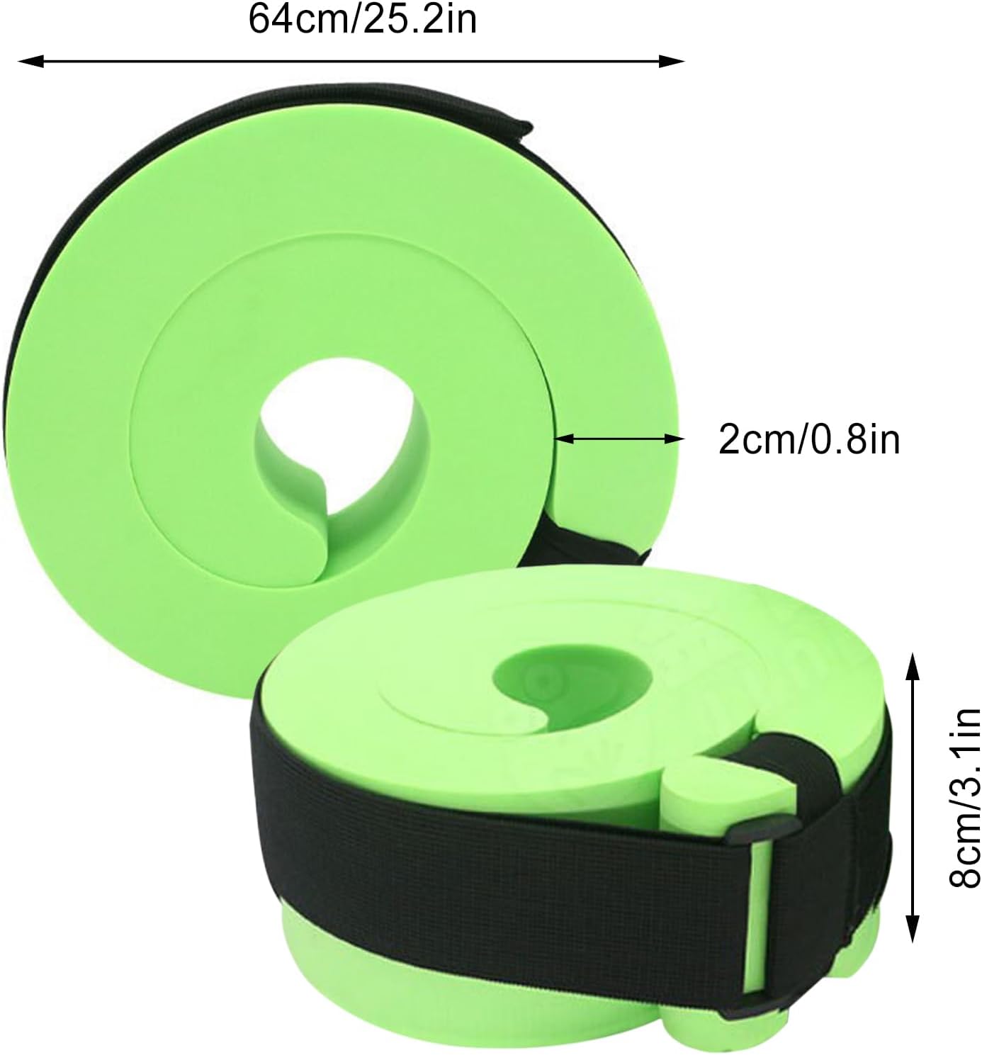 Set of 2 Foam Swim Aquatic Cuffs, Water Aerobics Float Ring Fitness Exercise Set, Water Weights for Pool Exercise, Ankles Weights Arms Belts with Quick Release Buckle for Swim Fitness Training Set