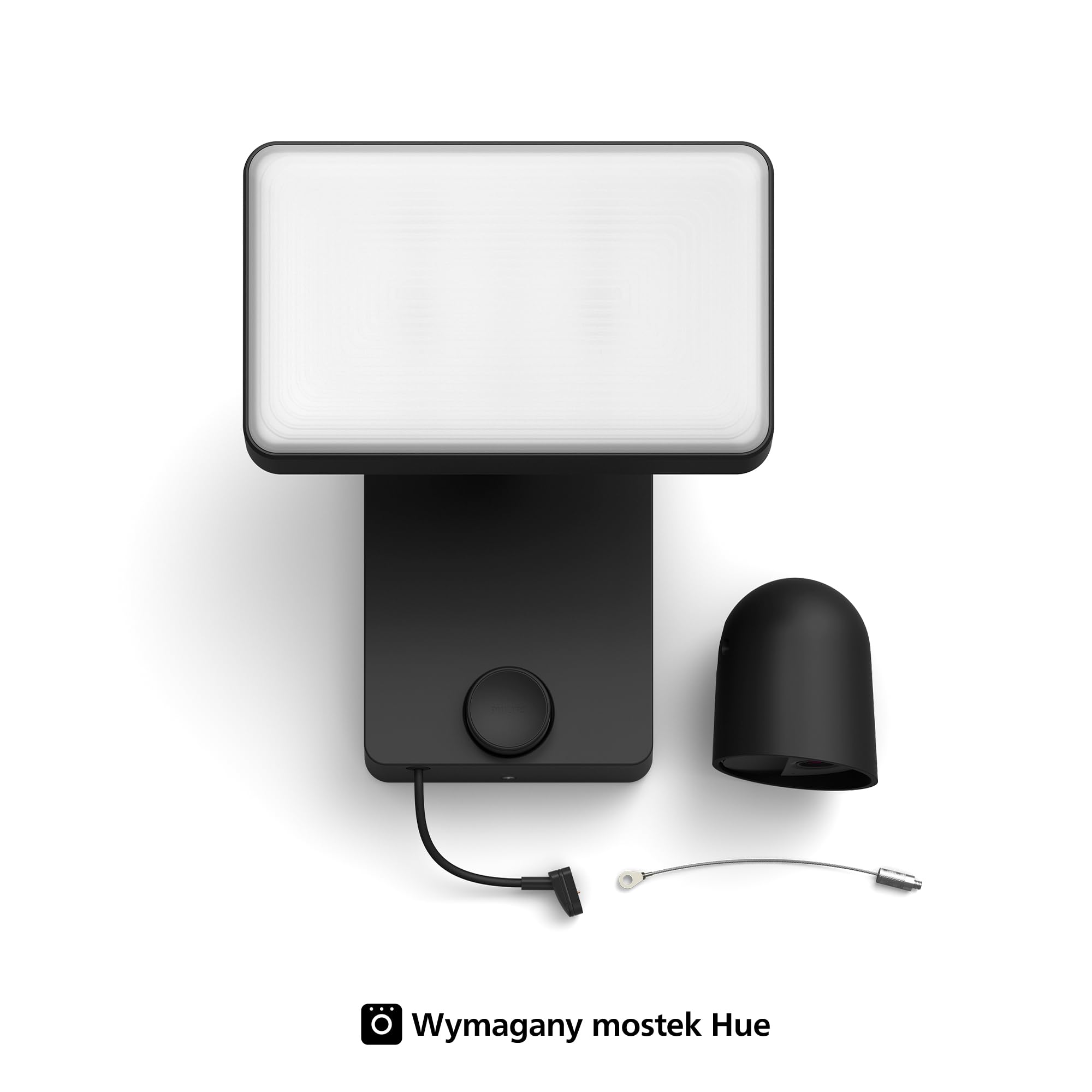 Philips Hue Secure Reflektor zewnętrzny z kamerą 1080p, czarny, do użytku na zewnątrz, łatwy w instalacji, dwukierunkowa rozmowa, współpracuje z Security Center w aplikacji Philips Hue