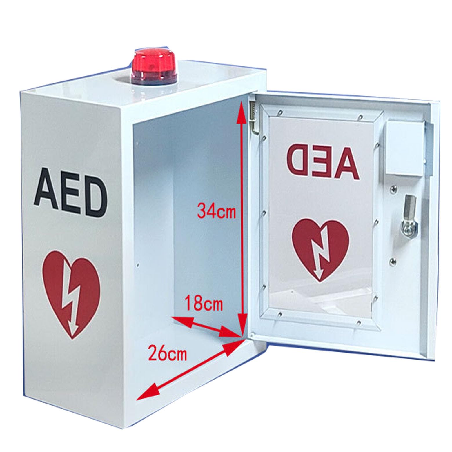 Wandmontierter AED-Aufbewahrungsschrank, Herzdefibrillator-AED-Erste-Hilfe-Set, Sicher Und Geschützt Mit Sirenen Und Blinklichtern, Notfallkoffer Und Erste-Hilfe-Set Für Zuhause, Schule Und Büro