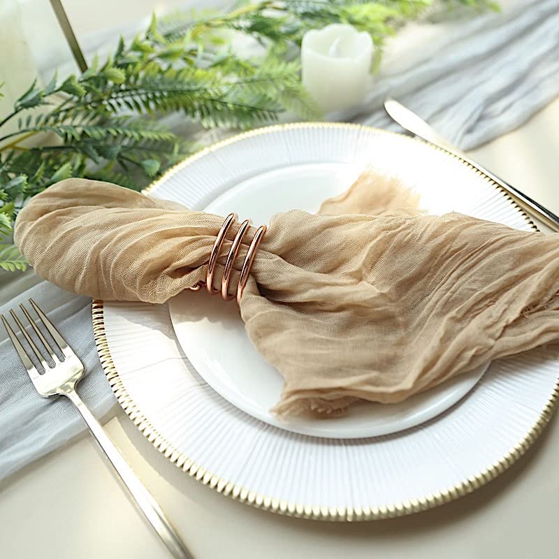 5 Servilletas de Algodón Beige Textura Rústica miniatura 6