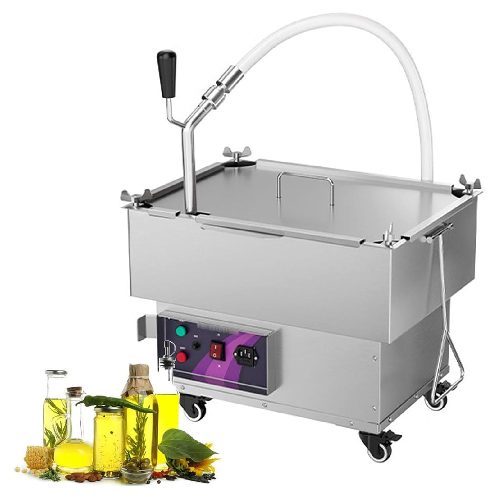Filtro per friggitrice mobile in acciaio inossidabile, dispositivo filtro olio da 18 litri, 500 ml-1 l/min, pompa filtro olio da cucina e tubo per pistola ad olio, per cucina e ristorante