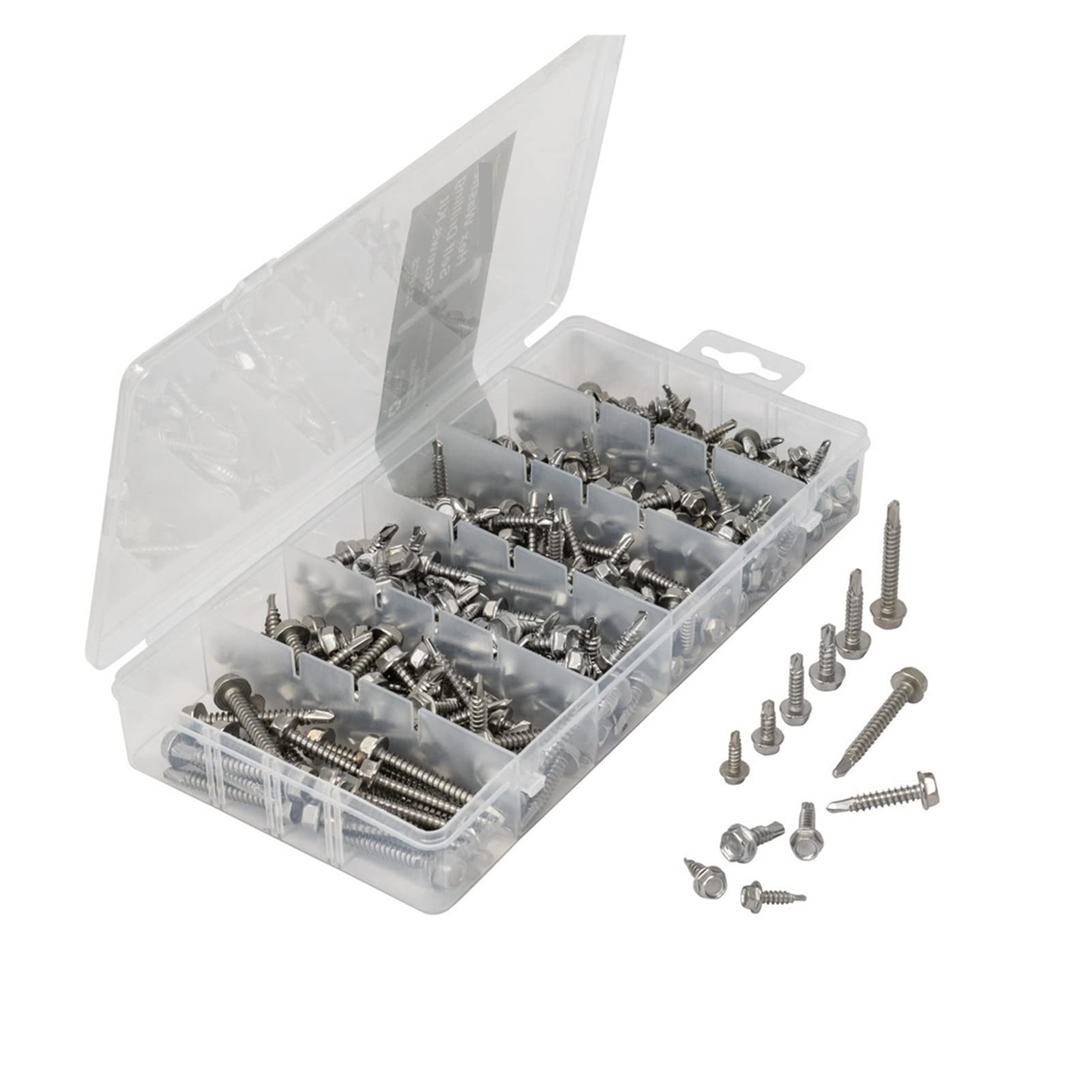 Youngran 285 Piezas Hex Lavadora Cabeza autoperforante Tornillos 410 Acero Inoxidable # 6# 8# 10 Bolt Surtido de Kit Leisurely