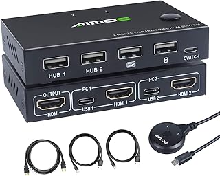 HDMI KVM Switch, 2 Port KVM Switcher 4K@30HZ, For Share 2 Computers with one Keyboard Mouse and one HD Monitor
