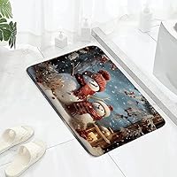 Vista 3 de Merry Christmas 2 Pcs Bathroom Sets Winter Snowman Xmas Red Berry Pine Tree Forest Happy New Year Shower Curtain and Bath Mat Set