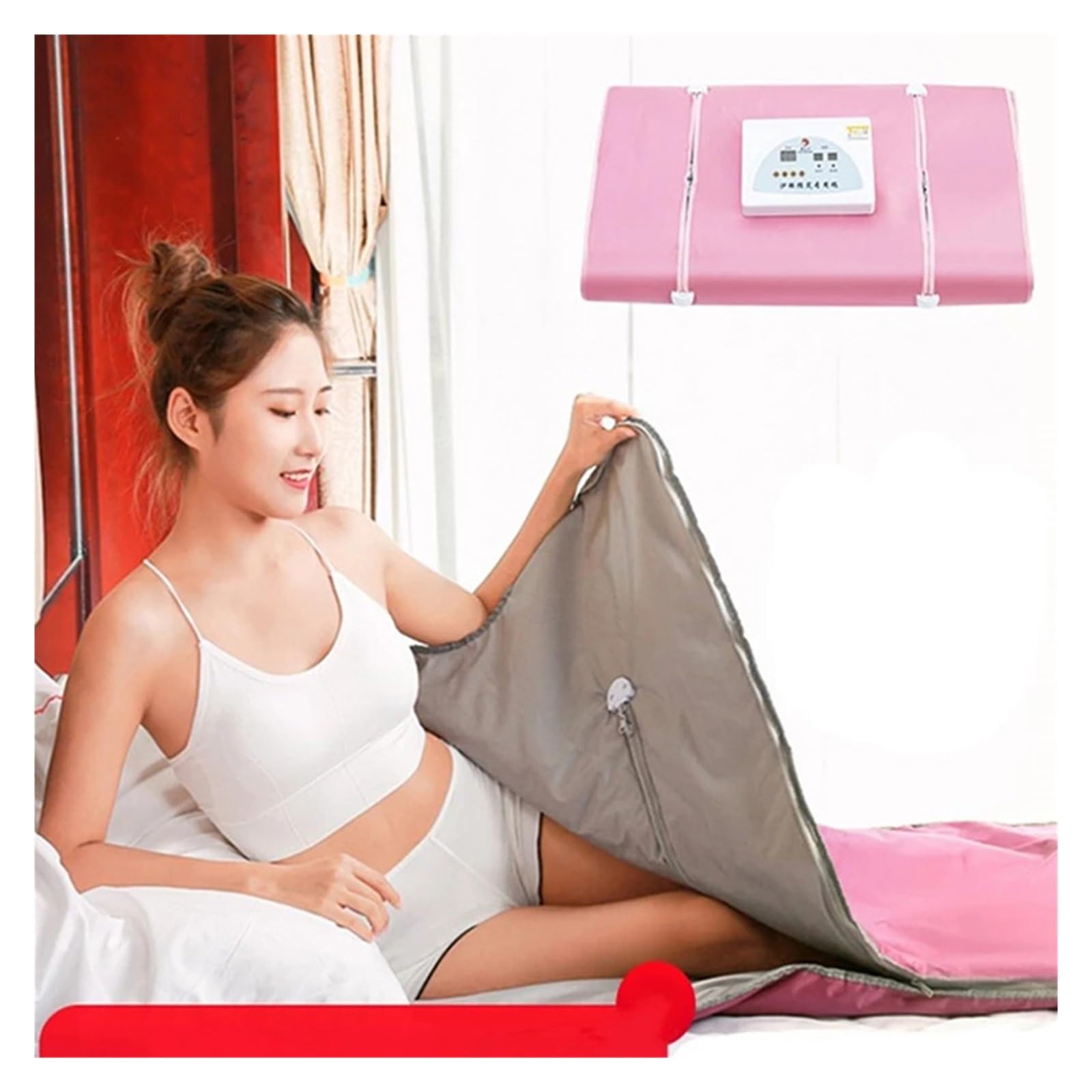 Manta de Sauna de Infrarrojos Janos, Manta Adelgazante for pérdida de Peso, Bolsa de de espino Amarillo for deshumidificación doméstica y Uso de Sauna fría(Pink)
