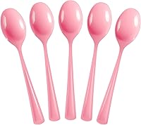 Vista 16 de Exquisite Cucharas de plástico naranja, 50 piezas, cucharas naranjas, utensilios desechables, juego de cubiertos de plástico resistente