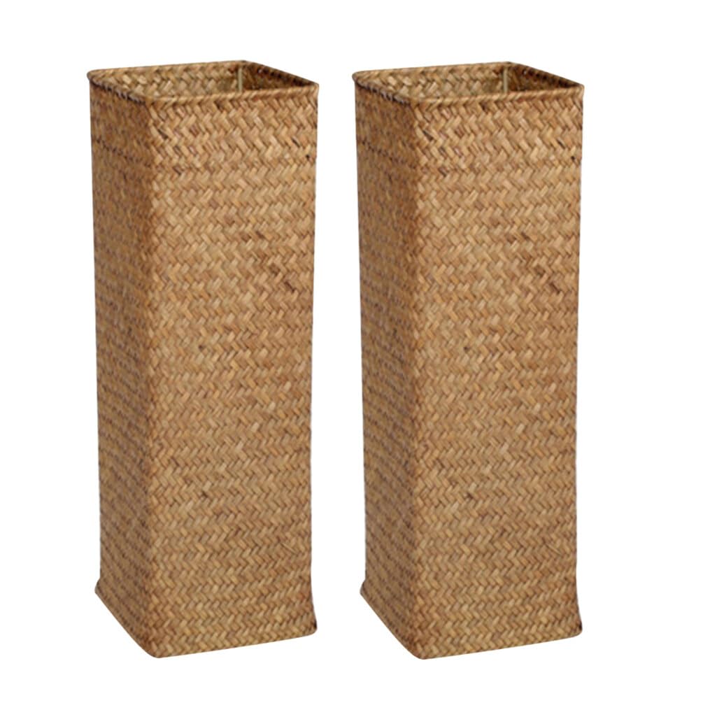 HOLIDYOYO 2pcs Wicker Vase High Floor Vase Wicker Basket for Plants Rustic Country Vase Stand for Entryway Umbrella