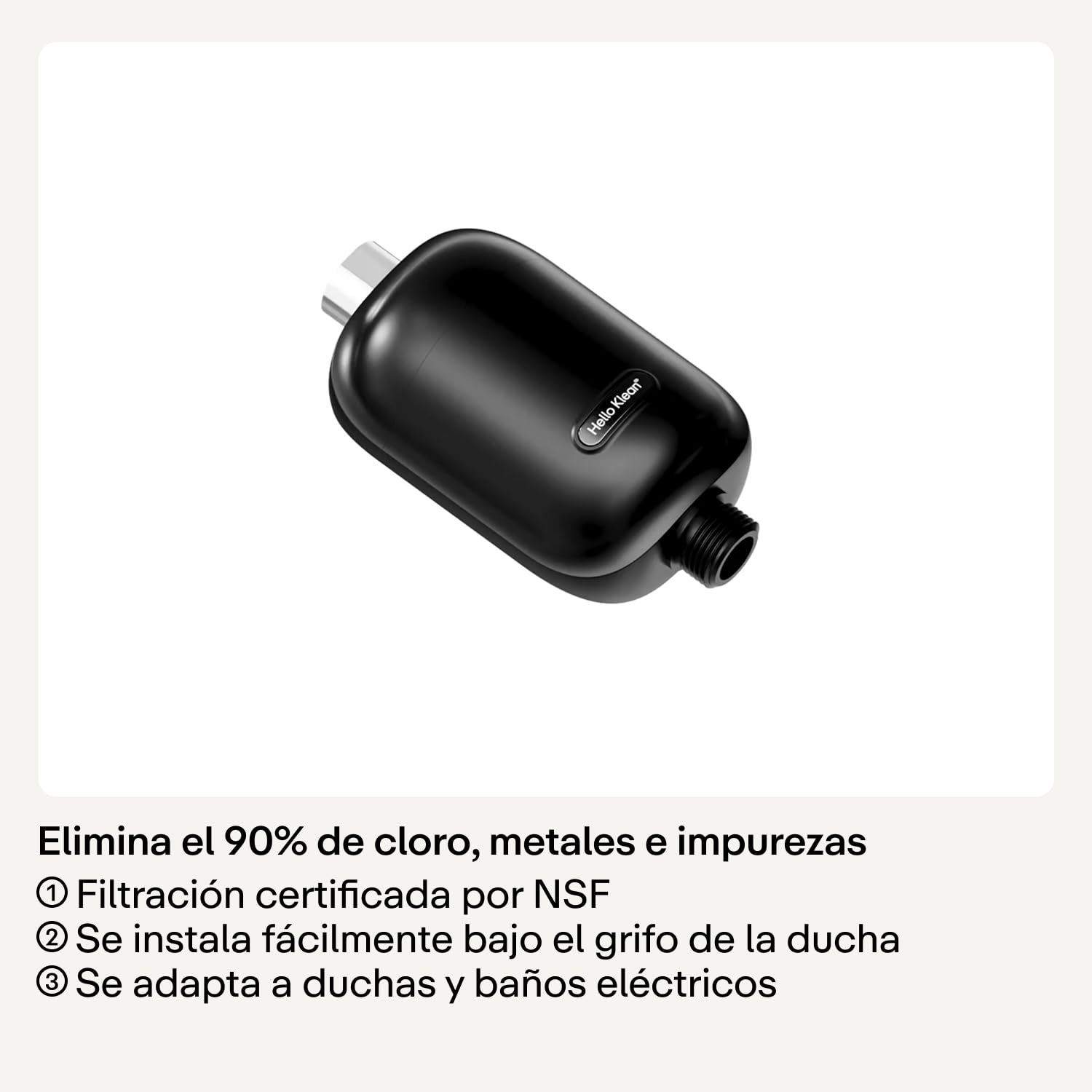 Hello Klean Filtro de Ducha para Agua Dura Negro | Filtra cloro y metales pesados | Piel y cabello más suaves | Fácil instalación