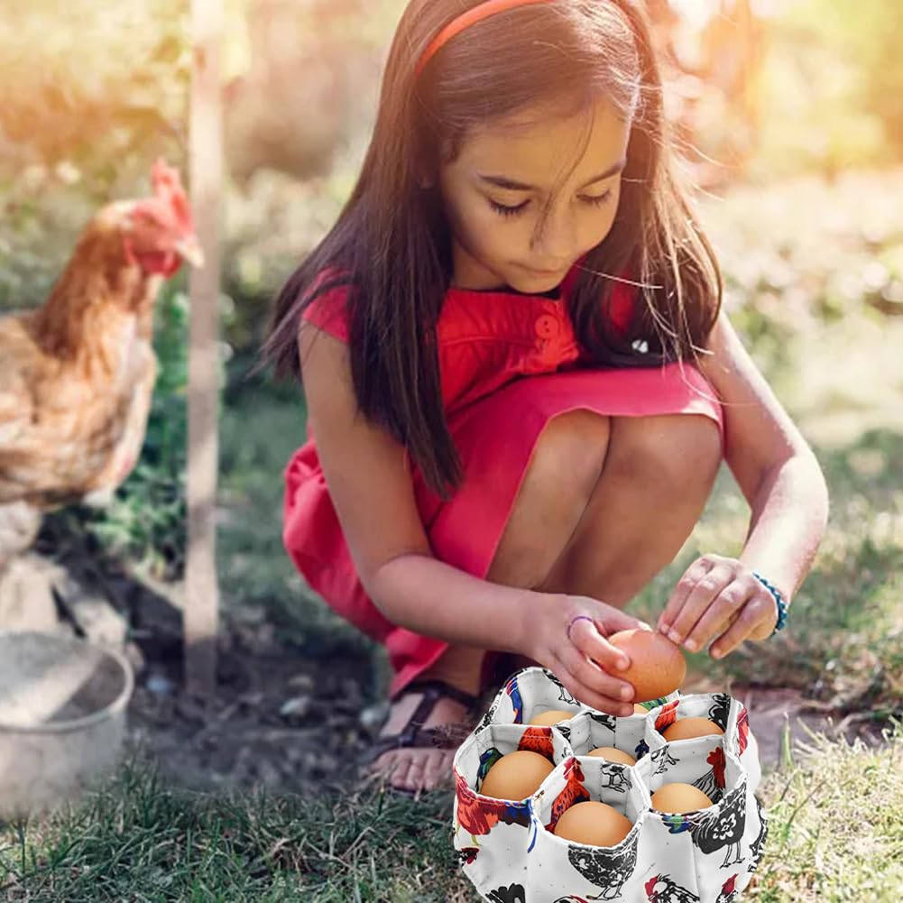 Panier à œufs En Toile Avec 7 Compartiments Rembourrés - Pour Poulailler, Canards, Oies - Portable, Lavable, Cadeau Fermier - 10