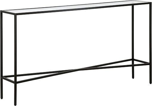 Henley 55 Wide Rectangular Console Table with Glass Top in Blackened Bronze