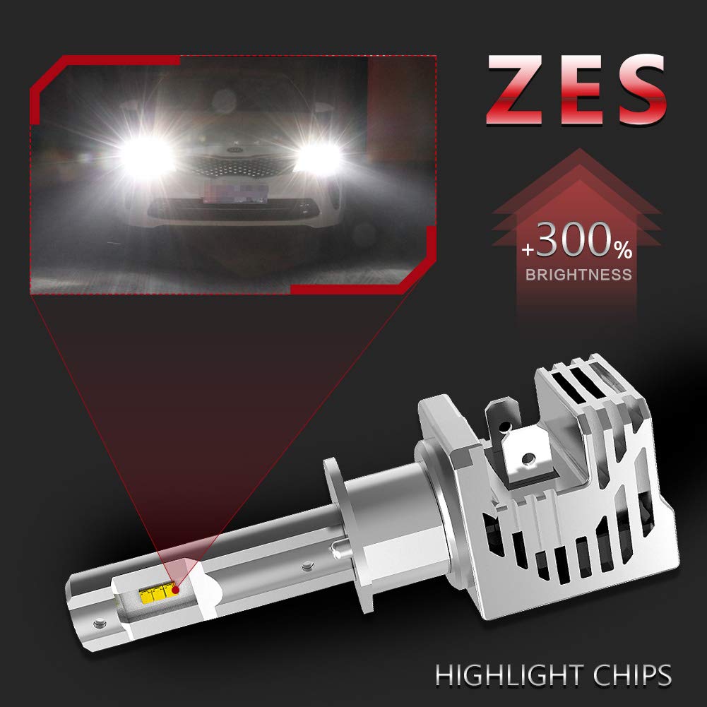 H1 zestaw do konwersji żarówek LED do reflektorów halogenowych zamiennik wysokowydajnej 55 W dwustronne chipy ZES 10 000 lm i 6500 K ksenonowe białe DC 9 V - 32 V (2 sztuki)