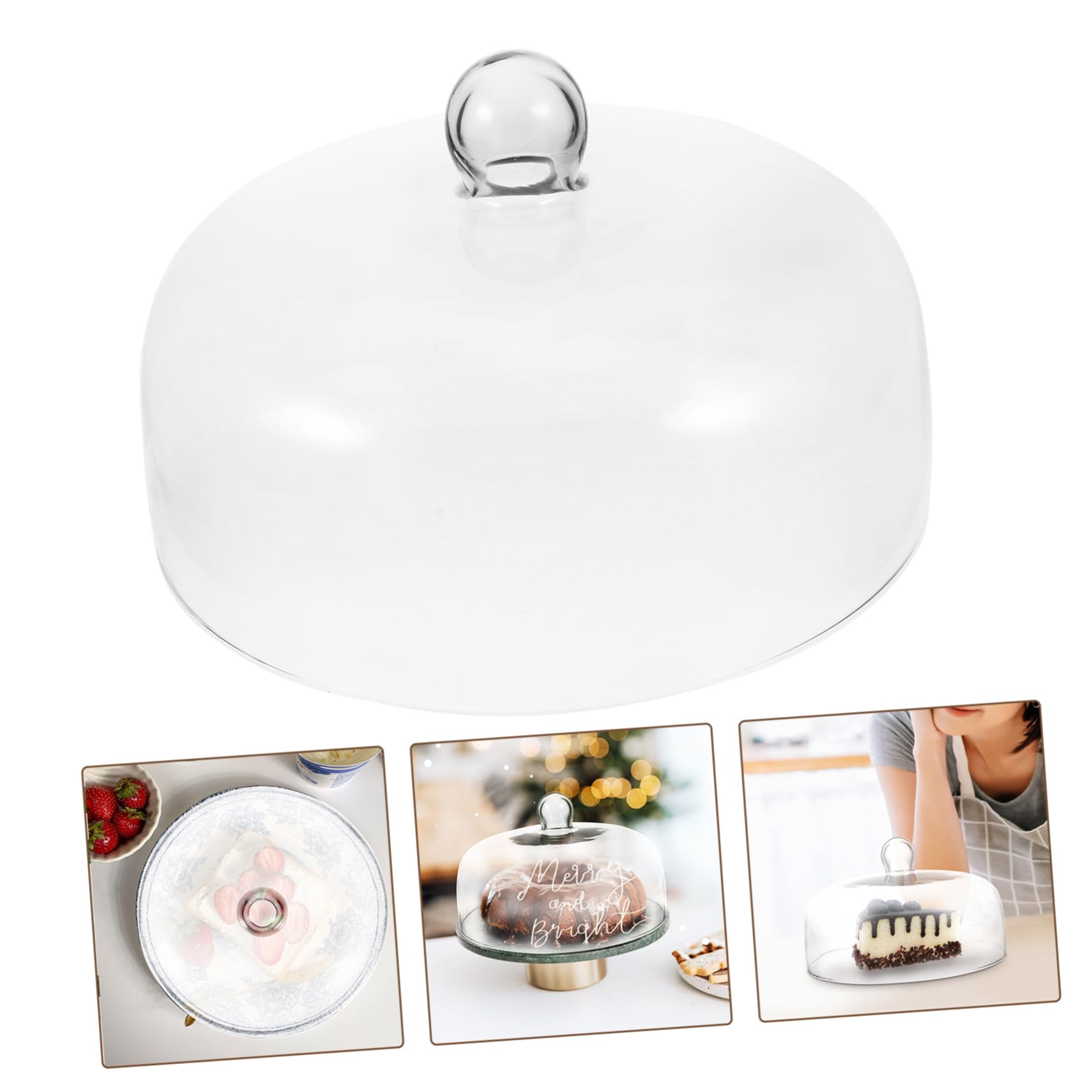 YARNOW Couvercle en Verre à Gâteau Alimentaire Transparent Gâteau De Verre Alimentaire en Verre Cloche De Verre Rond en Verre Désert Cloche Fromage Un Verre l'horloge