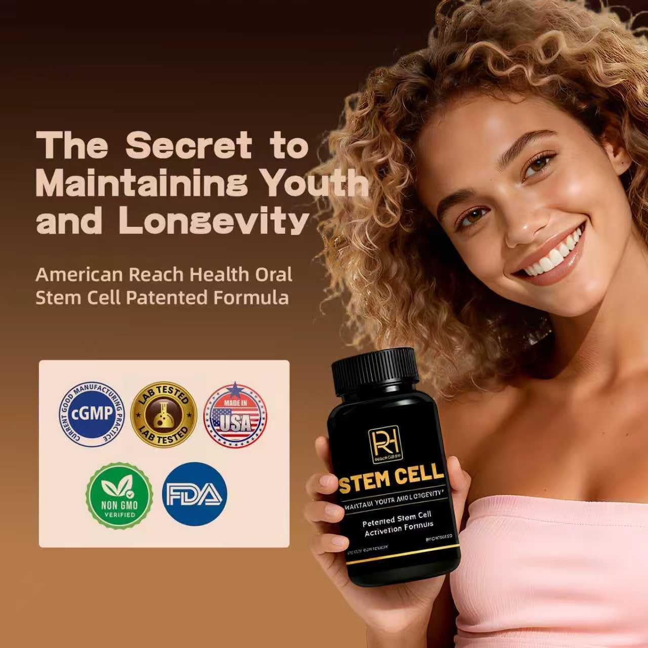 Stem Cell Activation Formula, 1 Bottle, 60 Capsules, with Vitamin D and B12, Seaweed Extract,Maintain Youth and Longevity Patented StemCell Activation Fomula