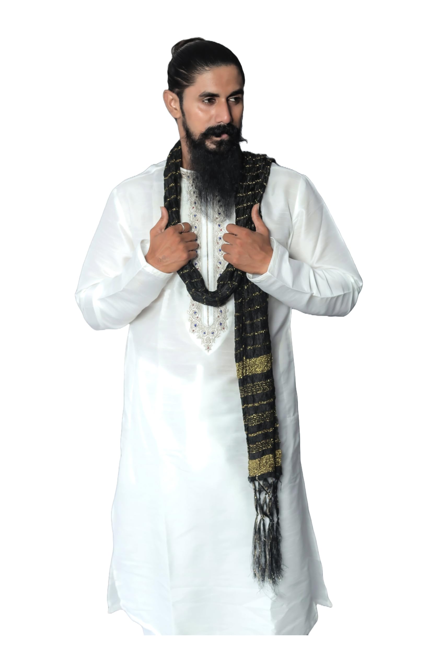 Indian Traditional Kurta Sherwani Black Dupatta Shawl Scarf For Men (Only Dupatta)-image-38