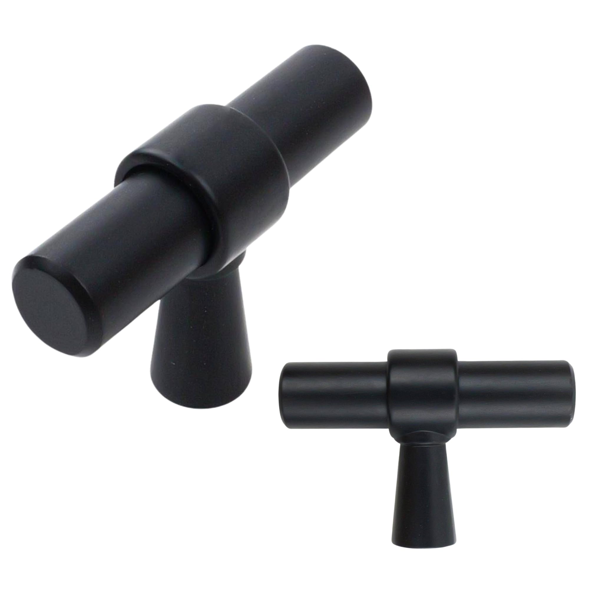 Keypak Black 10 Pack Smooth Cabinet T-Bar Knobs, - Modern Drawer Pull Handles For Kitchen Cupboards, Wardrobe Doors, Dresser