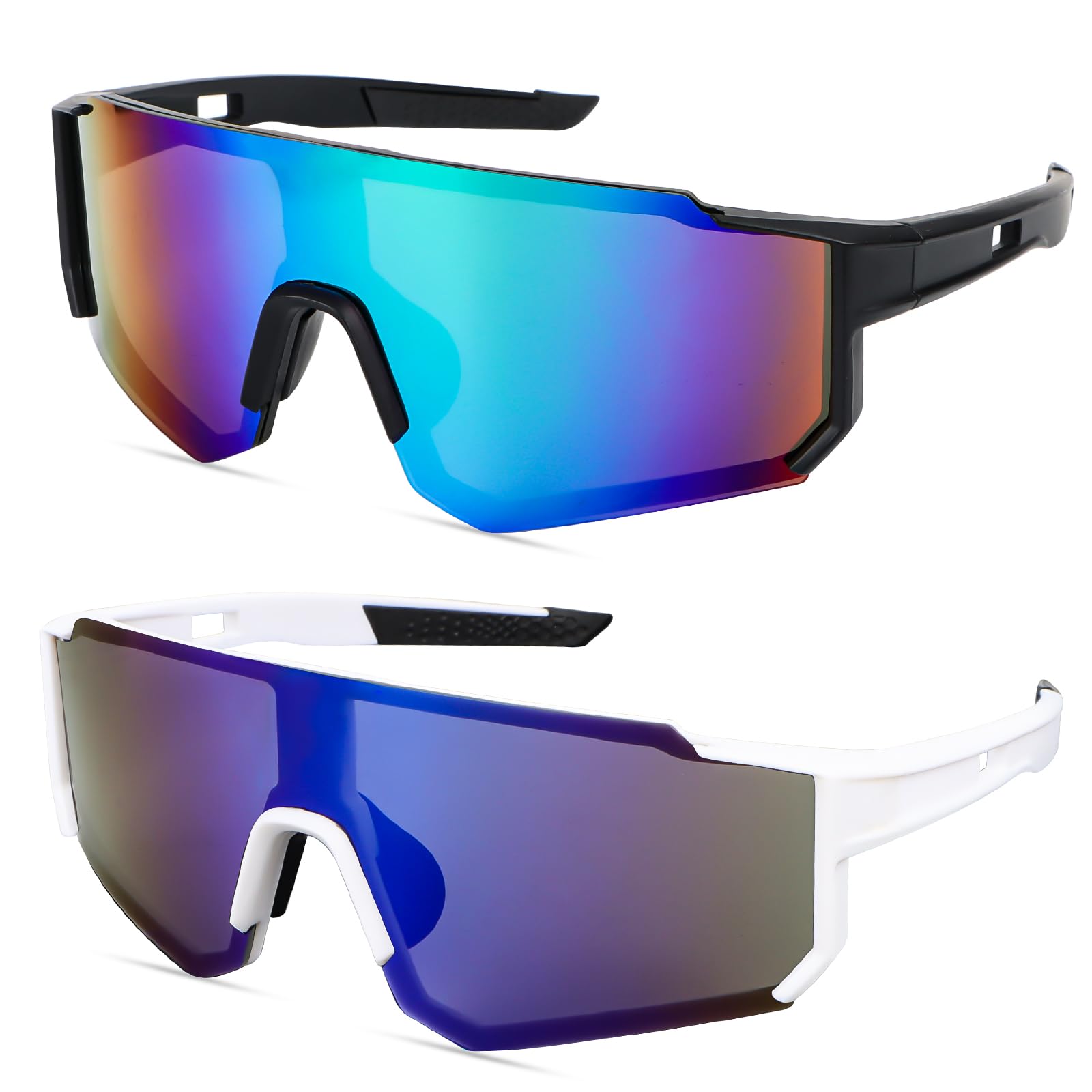 MplehDa Lot de 2 lunettes de soleil polarisées pour homme et femme - Protection UV 400 - Coupe-vent - Protection contre le vent - Pour activités de plein air