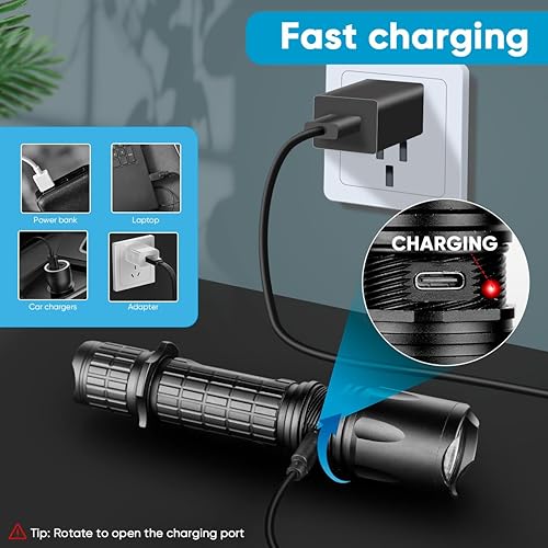 Miniatura 5 de WholeFire Linternas de riel Picatinny de 5000 lúmenes, 5 modos de luz recargable, linterna táctica para rifle con montaje de rieles Picatinny e