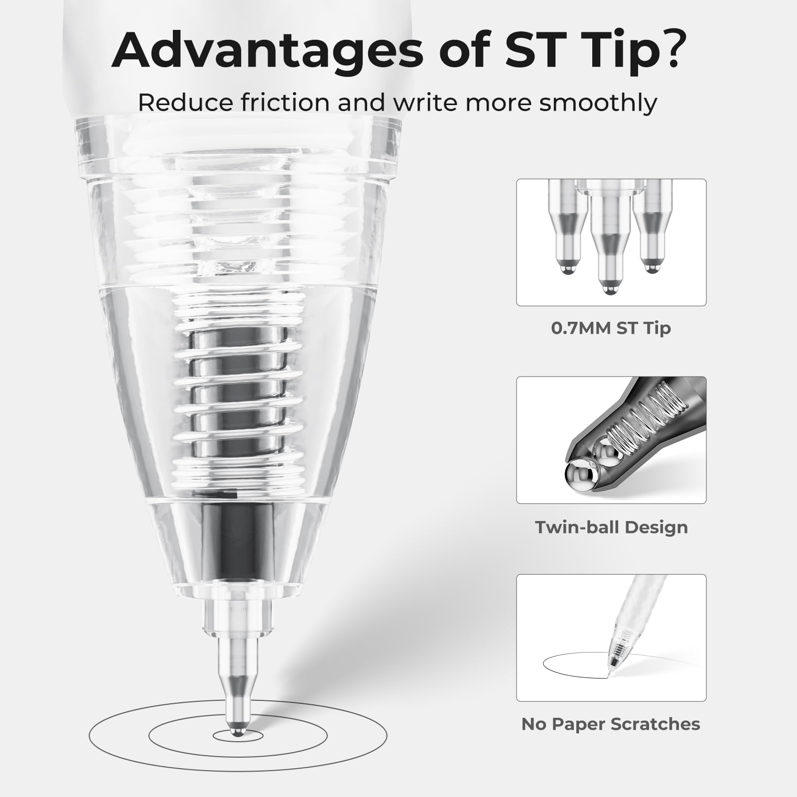 8 Pcs Gel Pens - 0 7mm Fidget Rotating Black Ink Fine Point Smooth Writing - Soft Grip — view 3