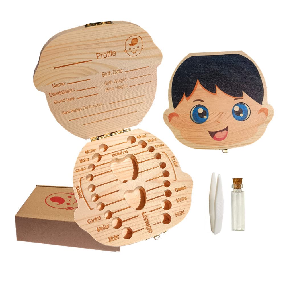 Boîte à Dents De Lait En Bois - Souvenir Rangement Garçons Filles, Cadeau Mémoire