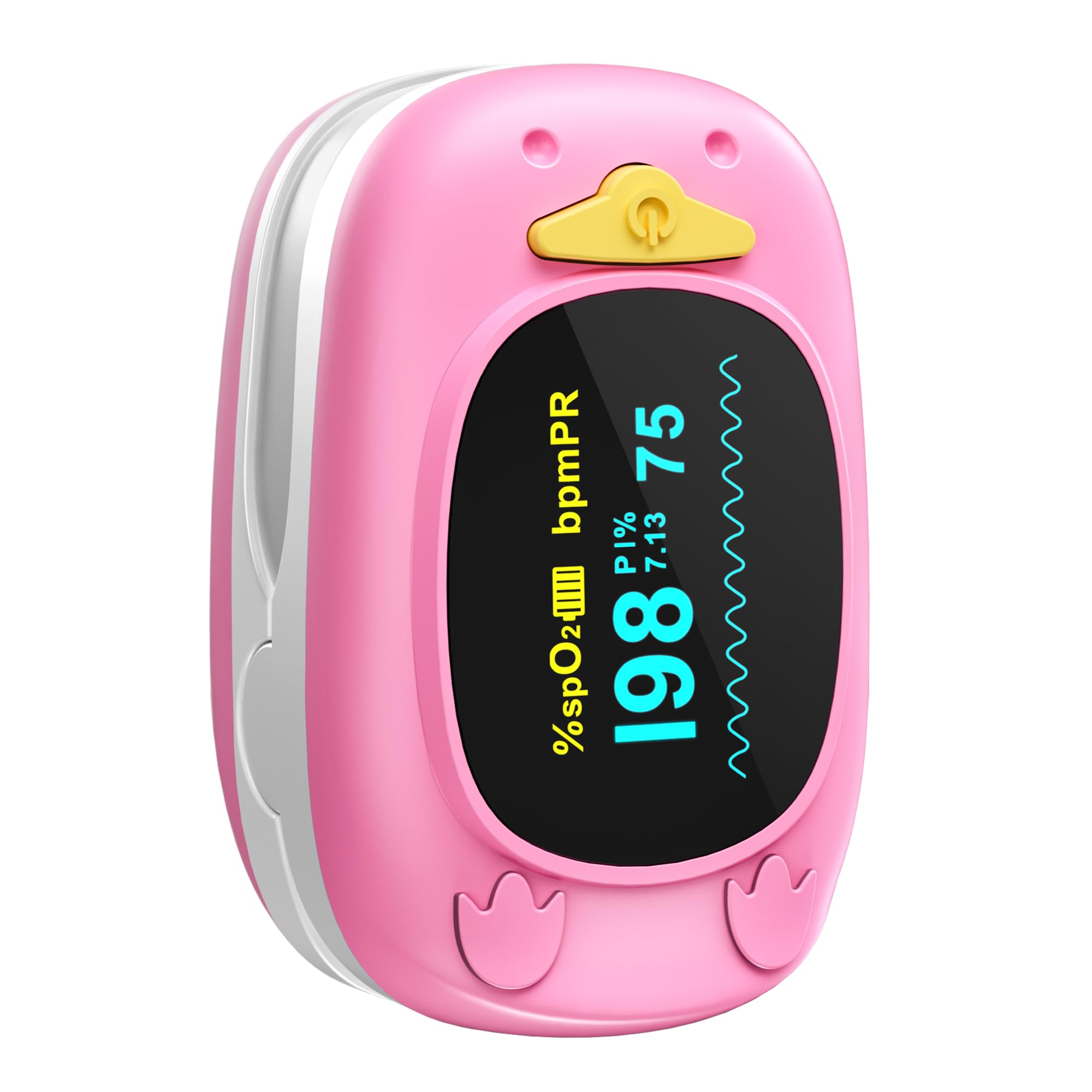 HealthTree 50A Oxymètre de Pouls Enfants, Saturomètre Pédiatrique Digital | Écran OLED Mesure 8-10s Saturation Oxygène(SpO2), Fréquence Cardiaque et PI, pour Maison Voyage (Batterie et Cordon Inclus)