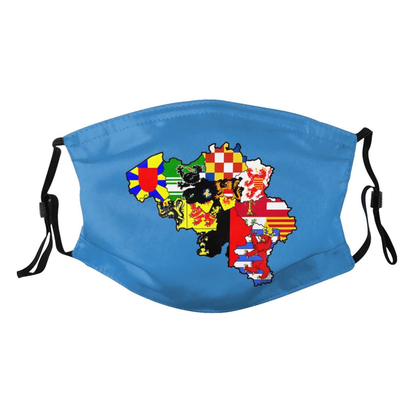 Belgium Flag Map Mask Protect Respiratory System Breathe with Peace of Mind Black