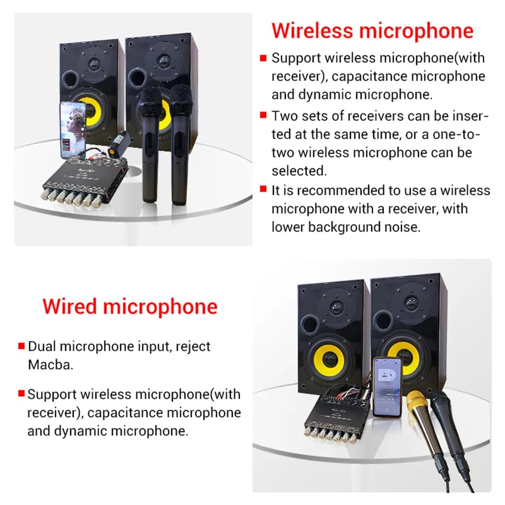 DollaTek Carte d'amplificateur Bluetooth 2.1 canaux 50+50+100 W Amplificateur de Classe D avec Module d'entrée Microphone adapté au système KTV DIY AM100