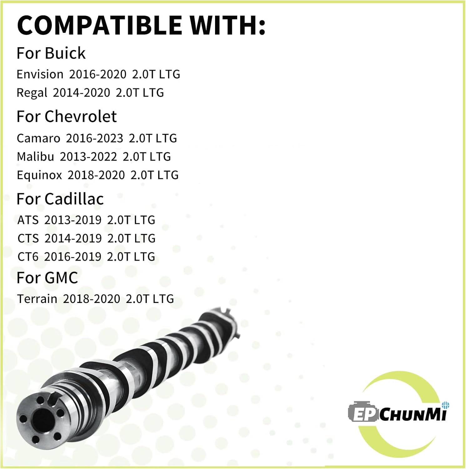 12626896 Engine Intake Camshaft for 2013-2023 2.0L Buick Envision Regal for Chevrolet Camaro Malibu Equinox for Cadillac ATS CTS CT6 for GMC Engines Replaces 636467