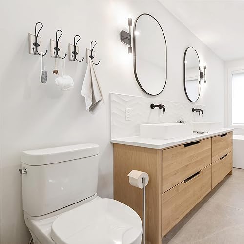 Vista 44 de Ganchos de pared para colgar, paquete de 4 ganchos de toalla de granja para baños, ganchos para sombreros, percheros para batas y llaves (marrón (A)