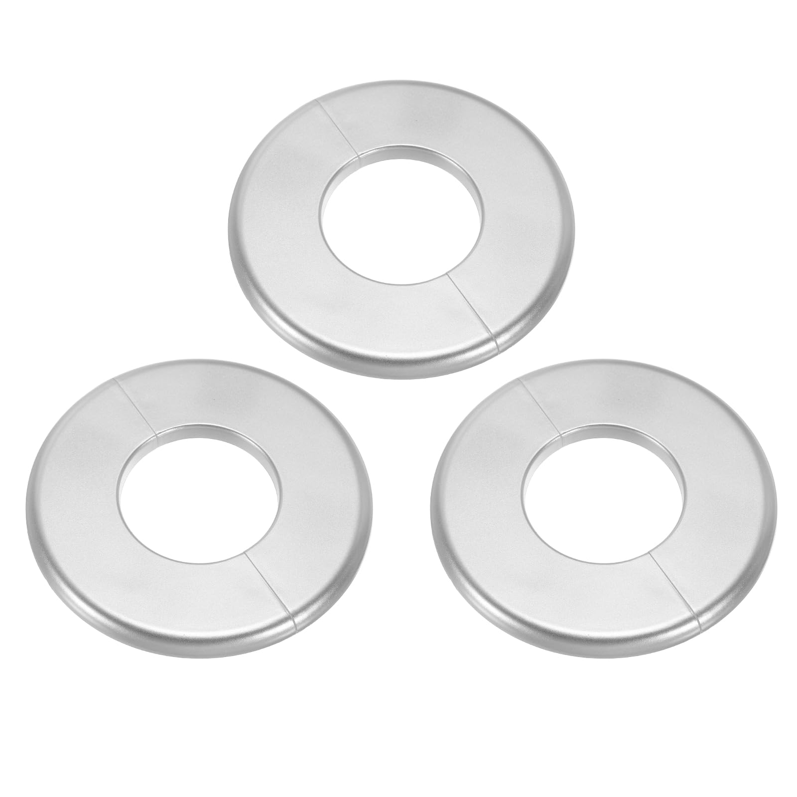 sourcing map 3Pcs Wall Split Flange, ABS Self-Adhesive Escutcheon Plate for 51mm/2" Diameter, Water Pipe Cover for Kitchen Toilet Faucet Decoration, Silver