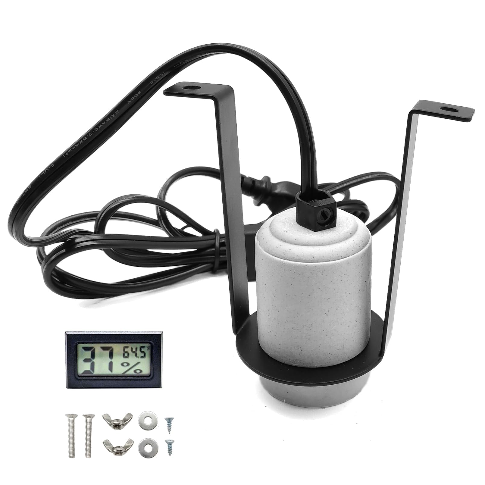 Reptile Light Fixture,Bearded Dragon Heat Lamp Holder Bracket with Thermometer,Pet Heating Light Ceramic Socket,Lamp Fixture for Amphibian,Gecko,Iguana,Lizard,Snake,Turtle (Deep-U)