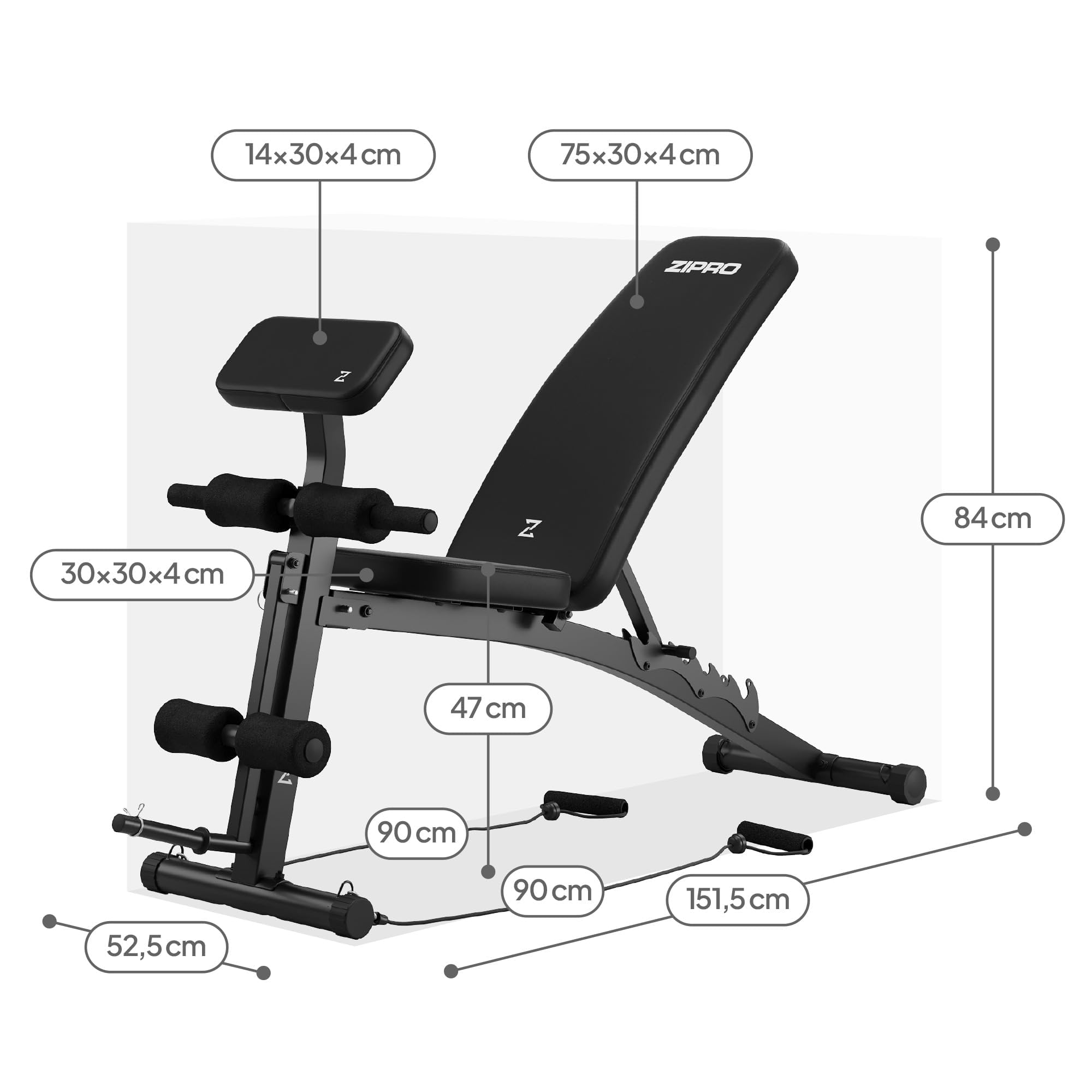 ZIPRO Panca Pieghevole Multifunzionale per Allenamento - Sollevamento Pesi, Fitness, Sit Up - Attrezzi per Casa o Palestra