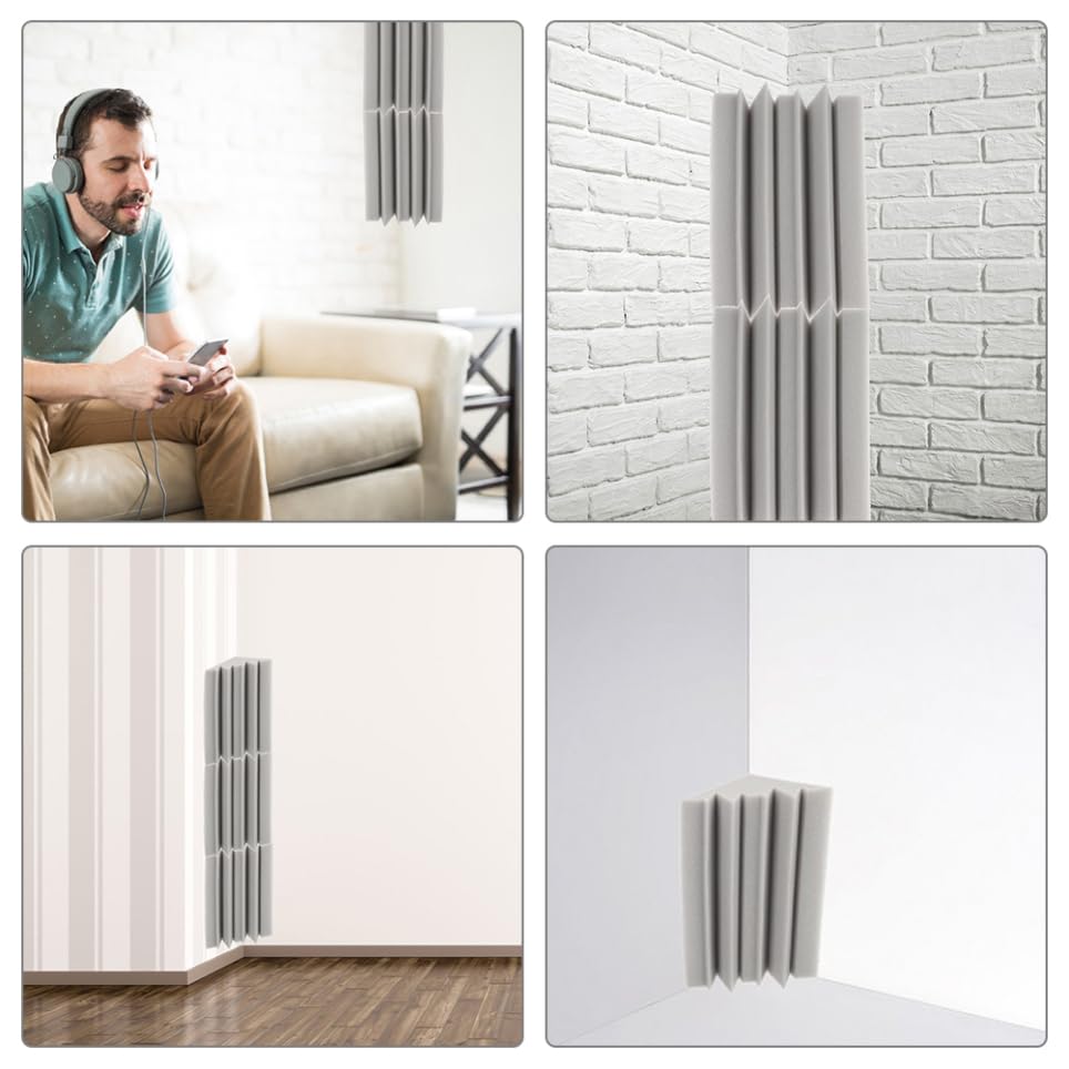 SUPVOX 4 piezas paneles de absorción de sonido anti-ruido para paredes, trampa de graves, paneles absorbentes duraderos para esquinas, para KTV, teatros, estudios, oficinas en casa, fácil instalación, alto rendimiento miniatura 6