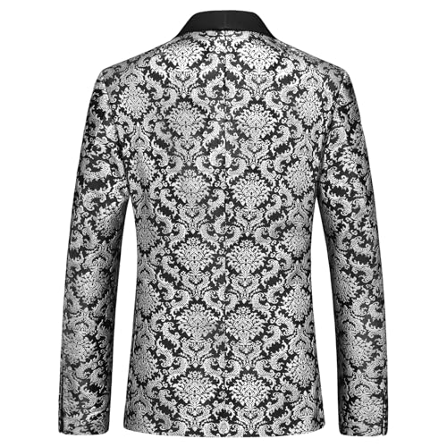 Rogers & Morris Men's Shawl Tuxedo Suit Jacket Paisley Floral Blazer Baroque Patterm Dress Coat3
