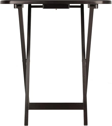 Miniatura 25 de Ergode Wood Cade - Juego de mesa de aperitivos de 2 piezas, elegantes mesas plegables, base duradera con marco en X, práctico soporte vertical,