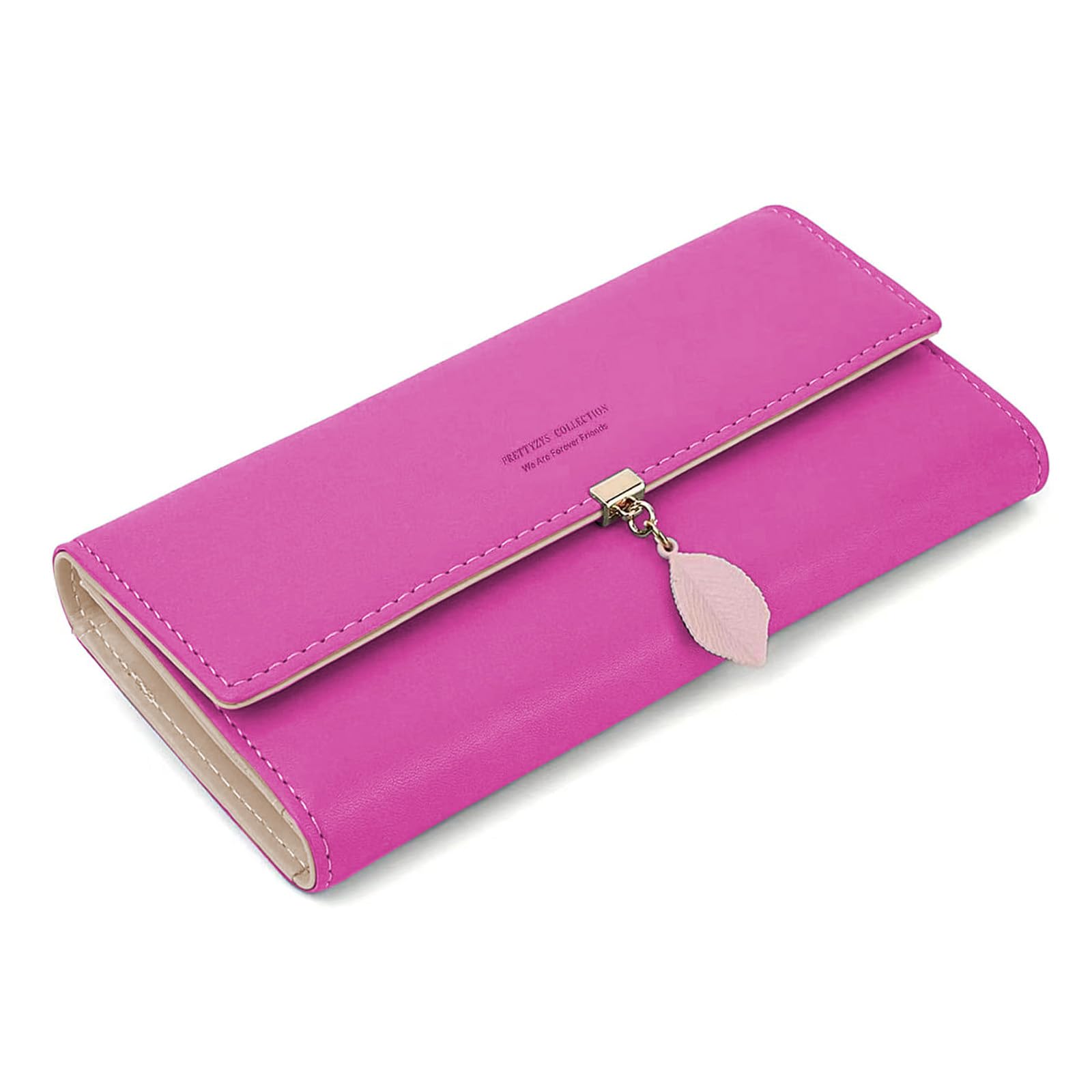 ANYWN Geldbörse Damen Gross, Lang Portemonnaie, Elegant Damen Geldbeutel mit Kartenfächer und Kleingeldfach Rosenrot