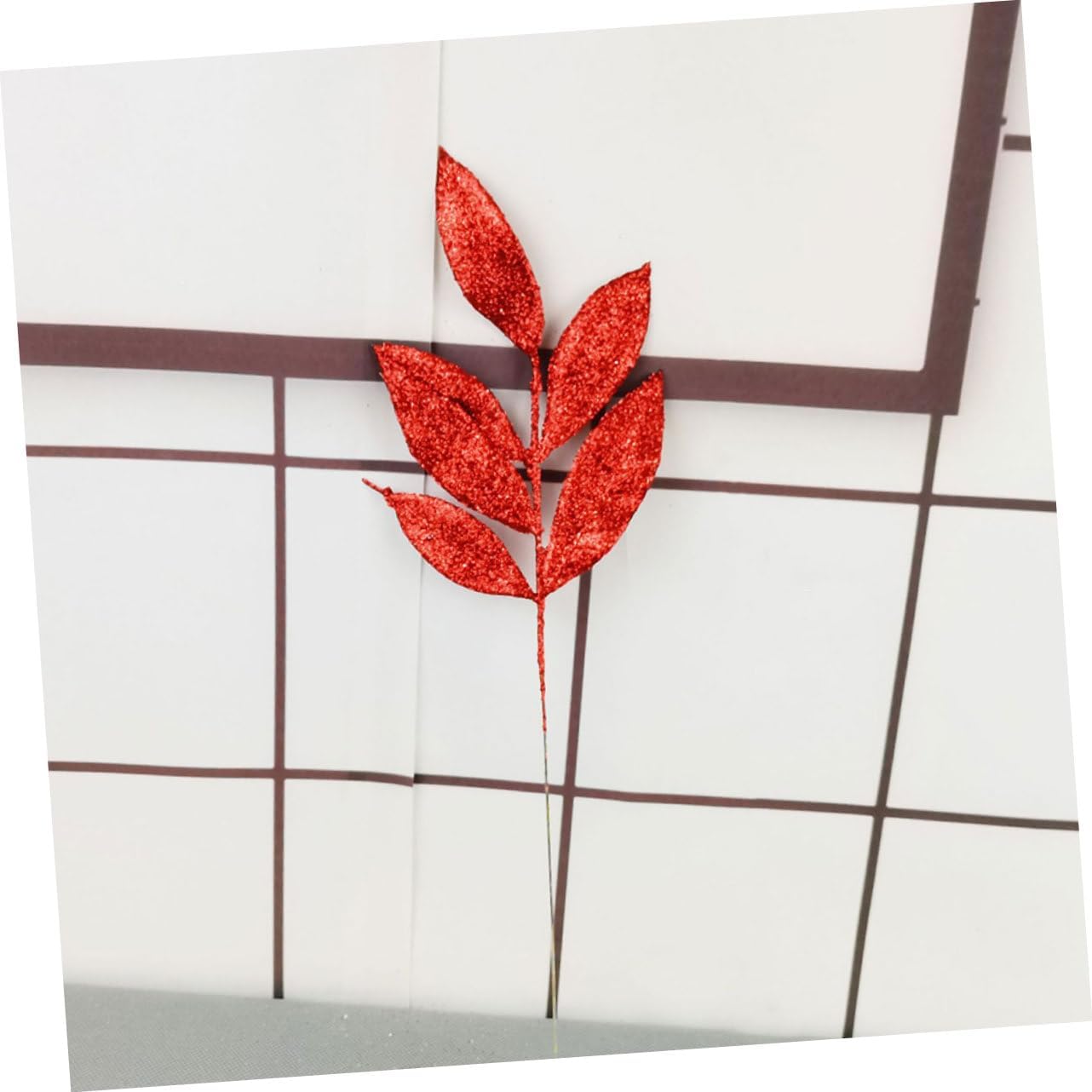 CANIGHT 10pcs Glitter Leaves Picks for Christmas Decorations Festive Floral Arrangements Artificial Foil Foliage for Wreaths Trees and Party Ornaments