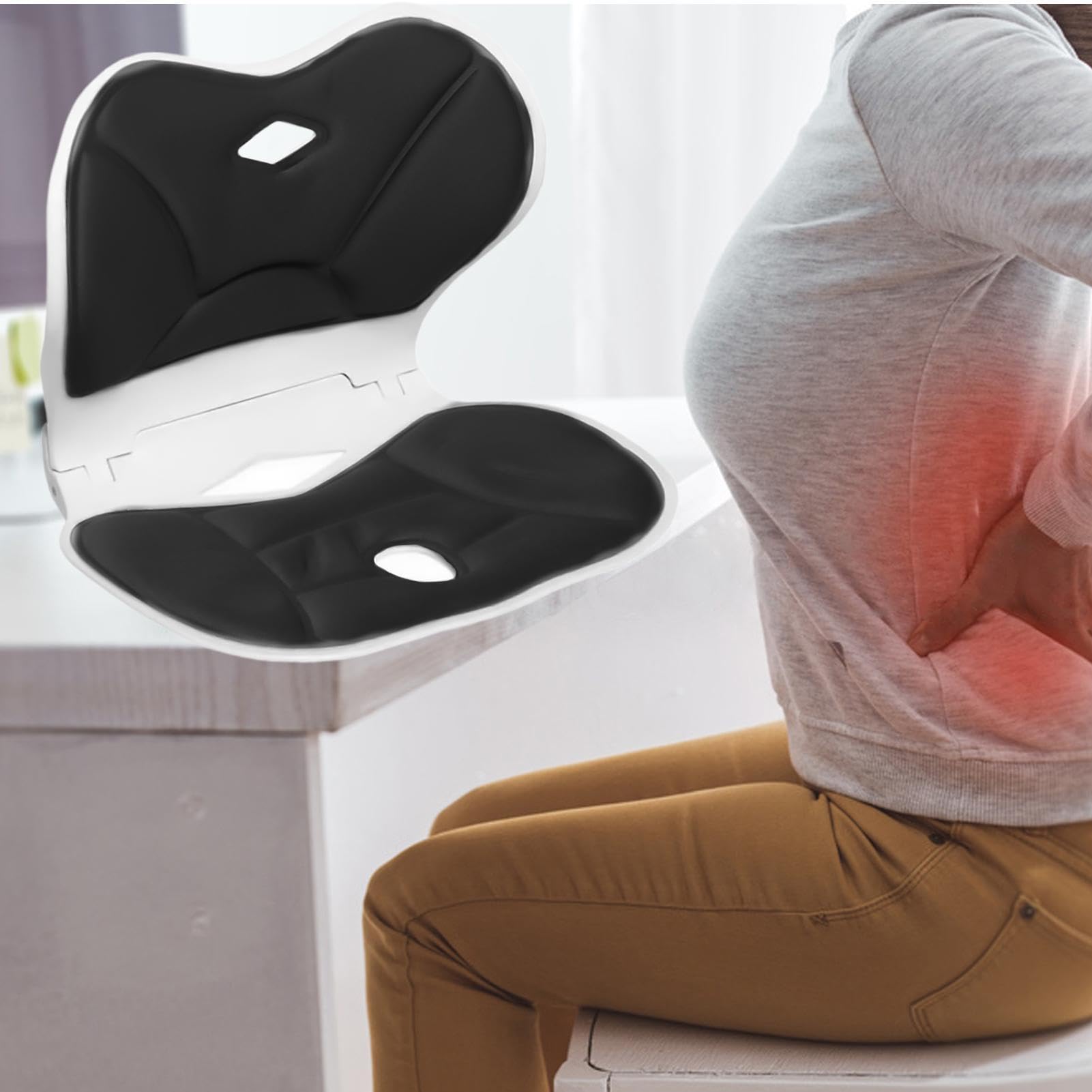 Cojín Para Asiento Almohada de Soporte Lumbar | Almohadilla Ergonómica Portátil Para Sentarse En Casa Oficina Coche Sofá Camión Silla De Ruedas Y Viajes