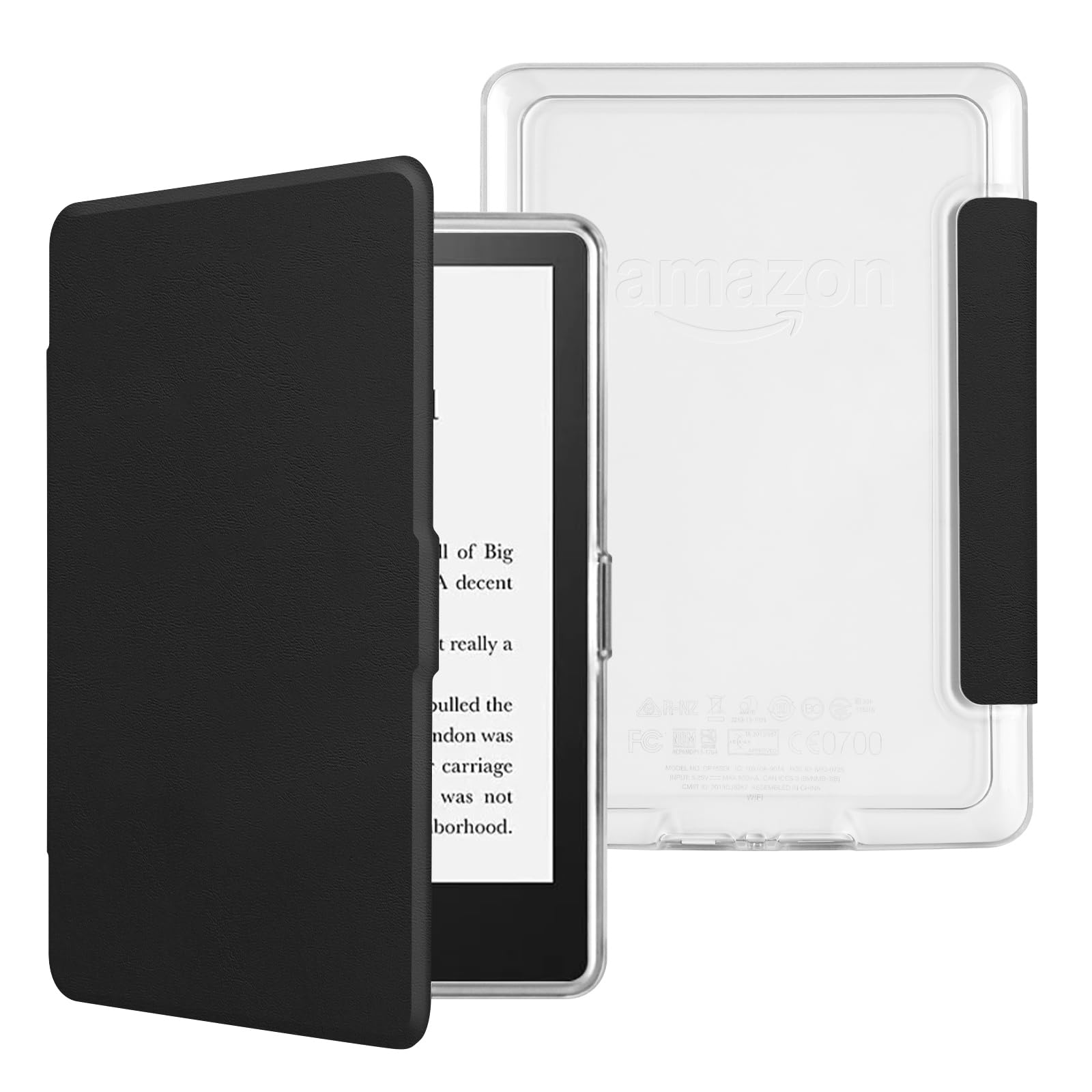 Schutzhülle für Kindle Paperwhite 15,2 cm (6 Zoll), 5. / 6. / 7. Generation 2012–2017 (Modell-Nr. DP75SDI & EY21), leichte PU-Lederhülle und transparente Hartschale mit automatischer Sleep
