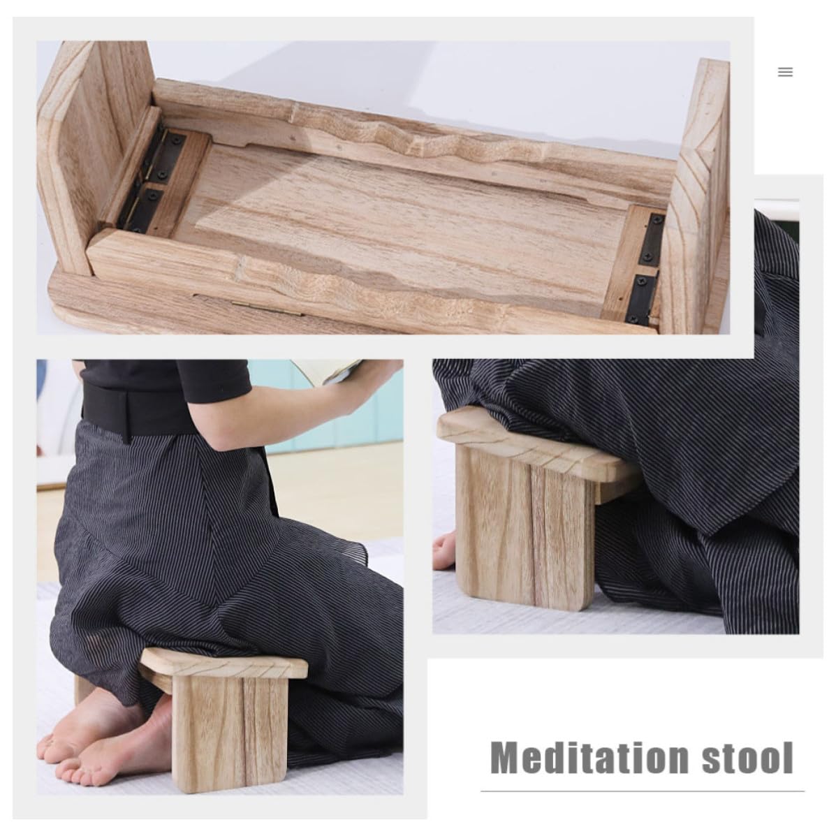 COHEALI Panca da Meditazione Portatile in Legno Massello per Casa e Parco, Sgabello Pieghevole per Migliorare la Circolazione Durante la Meditazione e Relax