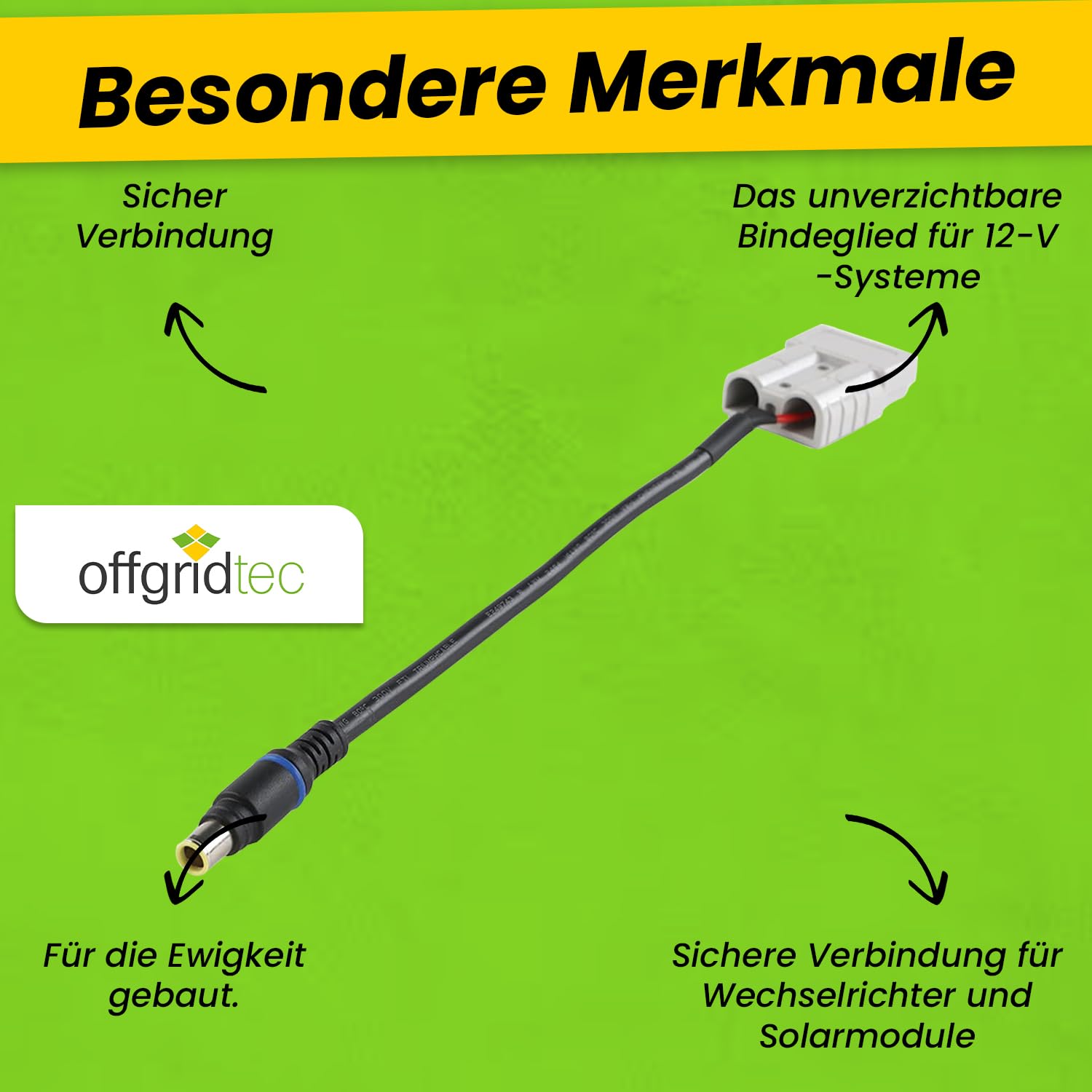 Offgridtec® Kabel adaptera Anderson wtyczka do DC-8 mm męski do modułów FSP i walizki solarnej 20 cm