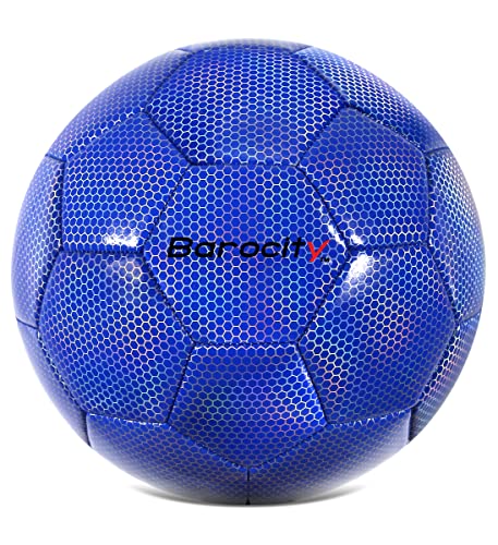 Image of Blue Soccer Ball Size 4, PVC Material, Iridescent Hexagon Pattern, Ideal for Soccer Practice and Training