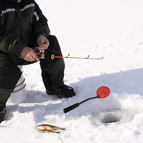 Miniatura 6 de Doorslay Combos de carrete de caña de pescar en hielo, caña de pescar de hielo de 19.7 pulgadas con carrete de pesca, desnatador, señuelos de