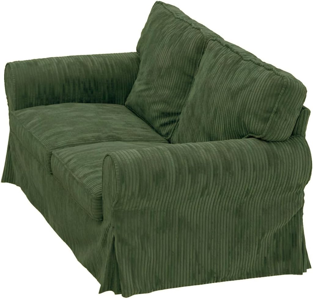Heavy Duty Corduroy Sofa Slipcover Replacement Compatible with IKEA Ektorp Loveseat Sofa Covers (Corduroy Olive Green 2 Seat)