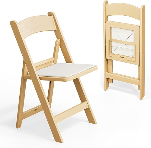 Miniatura 21 de VINGLI Sillas plegables de resina con cojín, silla plegable de plástico con cómodos asientos acolchados, perfectas para fiestas y eventos en