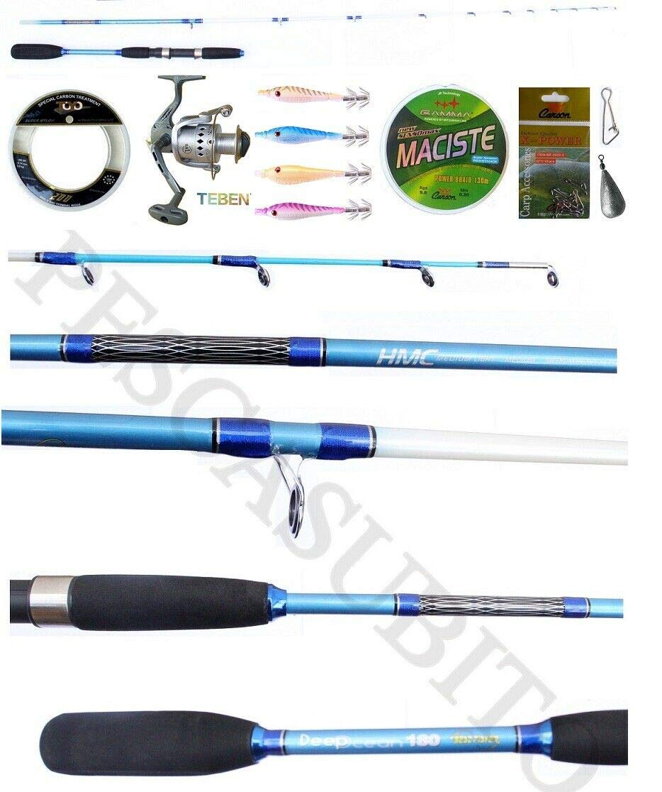 Kit Pesca Tataki Canna Slow Jigging e Calamaro - Deep Ocean Seppia Calamari