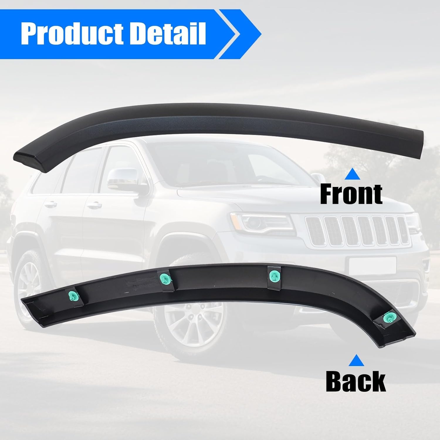 NLQR Rear Passenger Side Wheel Molding Trim, Fit for Jeep Grand Cherokee 2011-2021, Replace CH1791102 1MP36RXFAE, Rear Right Front Section Door Wheel Molding Fender Trim