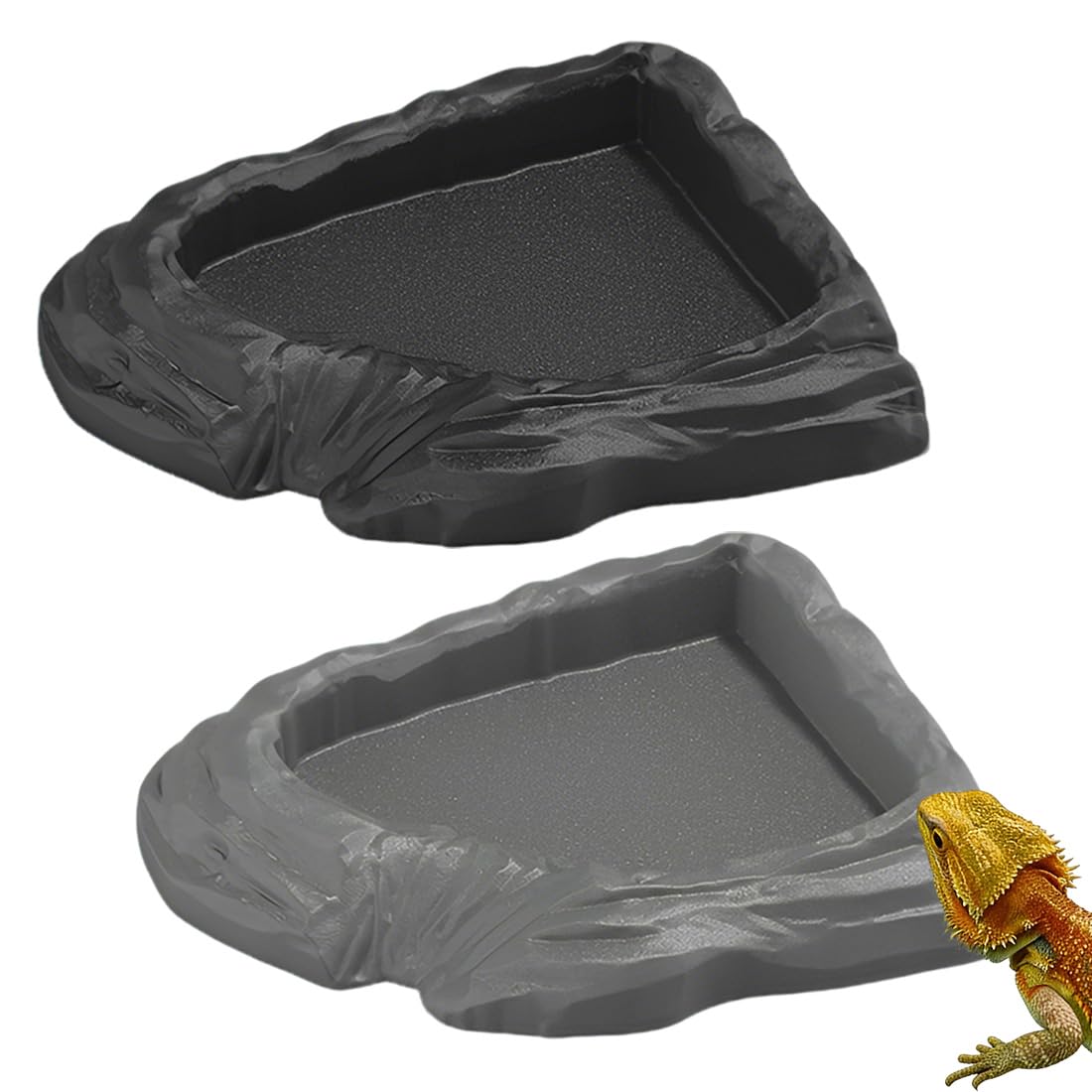 2 Pièces Bol D'Alimentation Pour Reptiles Nourriture Tortue Terrestre, Nourriture Pour Bol Pour Reptiles En Feuilles, Bol À Boire Pour Maison De Tortue, Bol D'Eau Pour Reptiles