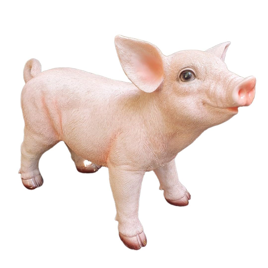 Figurine de jardin en forme de tête de cochon debout - 23 cm - Figurine de porcelet pour le jardin - Décoration résistante aux intempéries