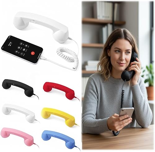 Auricular retro para teléfono celular, receptor de teléfono vintage tipo C con micrófono y altavoz, auriculares con cable estilo clásico de los años